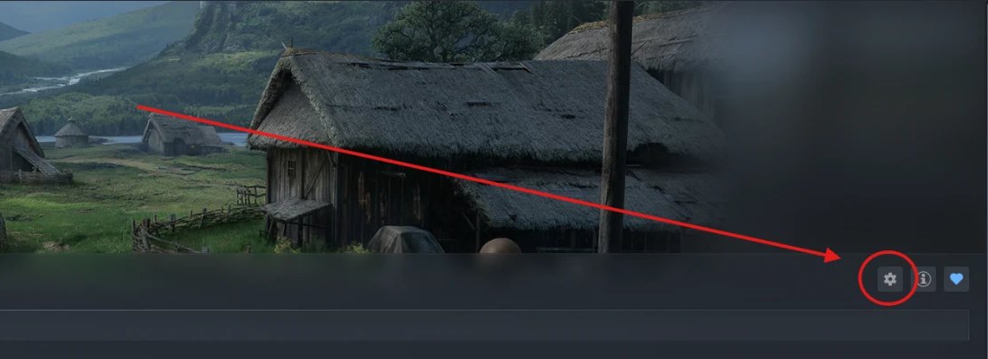 Steam-Seite des Spiels mit dem Zahnrad rechts