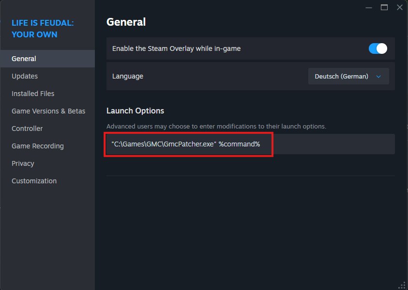 Steam-Eigenschaften mit der eingetragenen Startoption