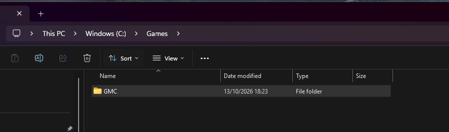 Der Ordner GMC im Verzeichnis C:\Games